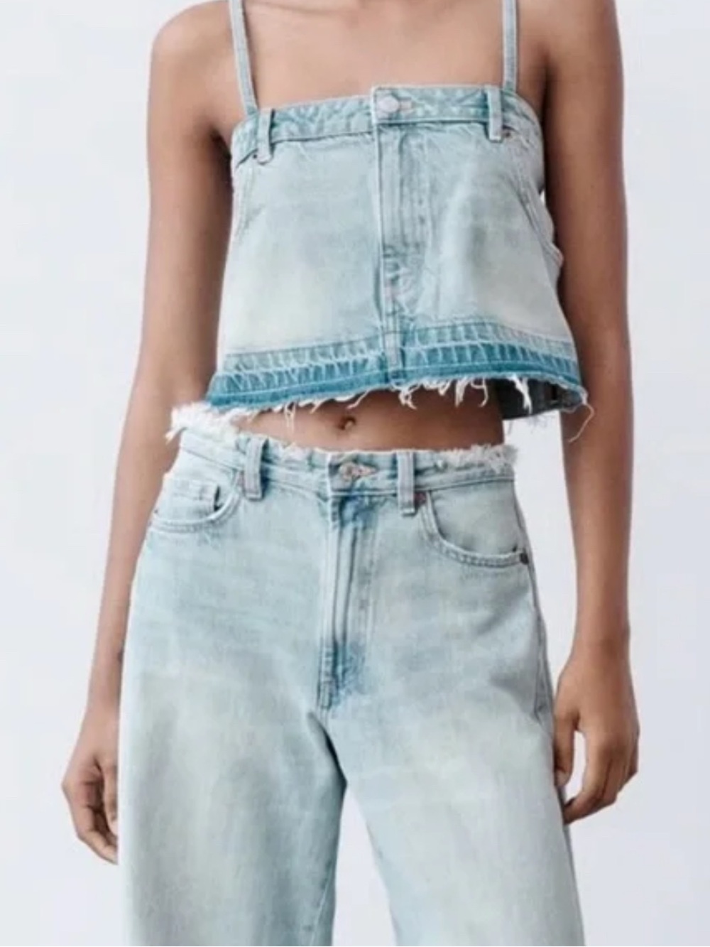 Zara Light Blue denim tank - Women NWOT - Picture 5 of 10